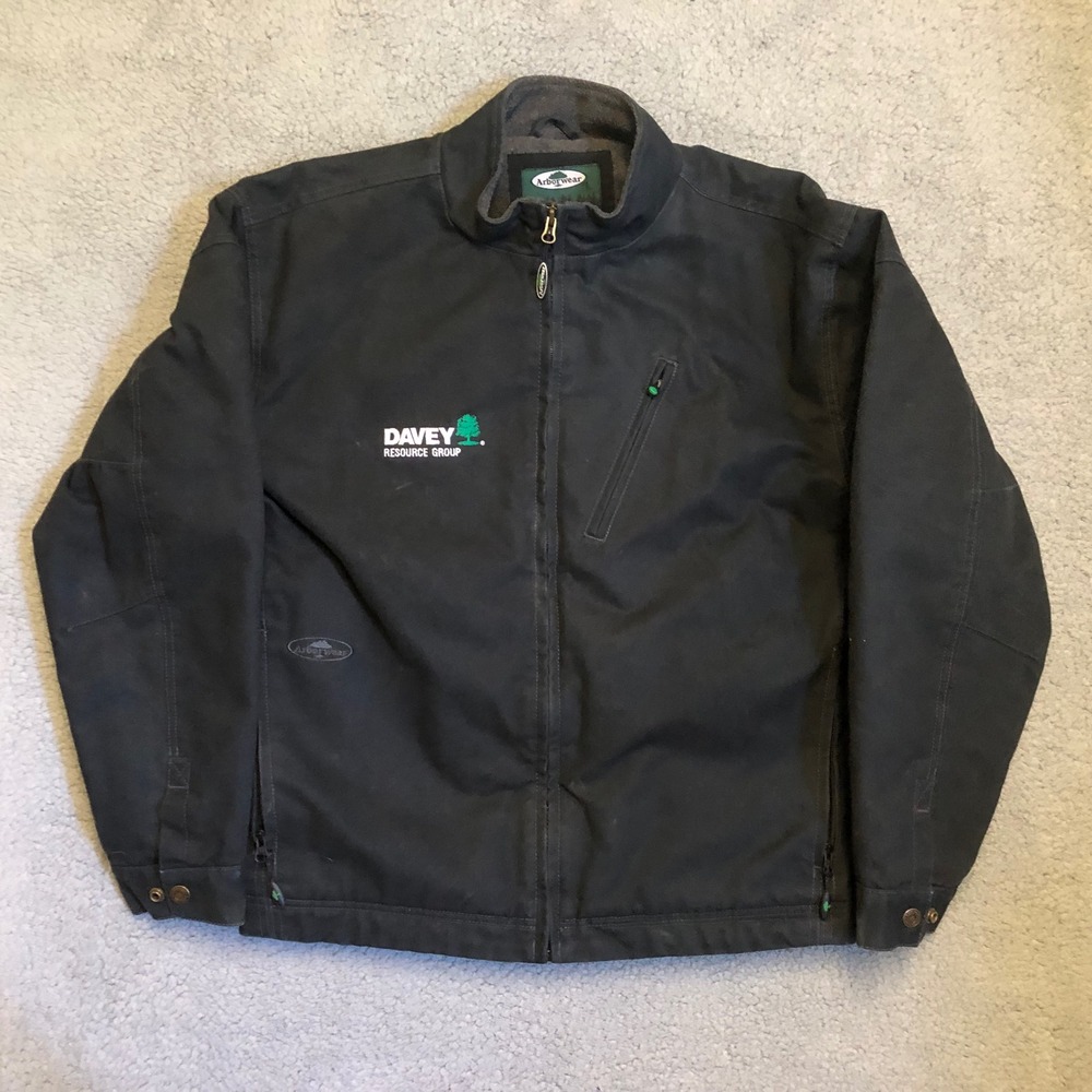 Arborwear Mens Large Black Canvas Fleece Lined Work Jacket Davey Resource Group